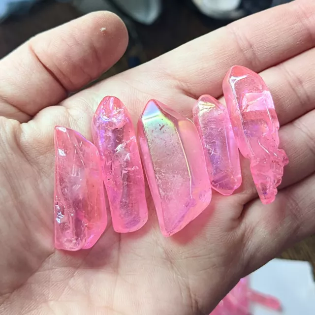Hot Pink Aura Quartz Crystal Points Wands 100 Grams Wholesale Bulk Crystal Sale