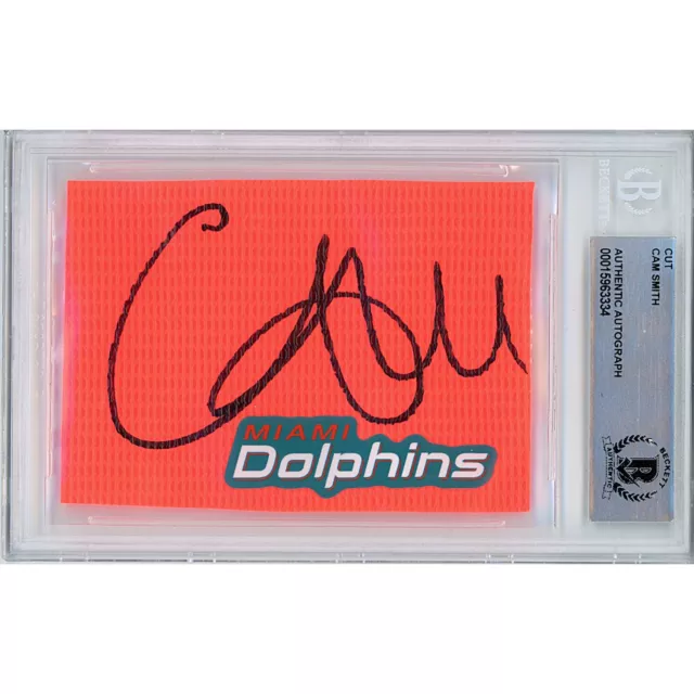 Cam Smith Auto Miami Dolphins Signed Pylon Cut Beckett Auth Autograph Slab