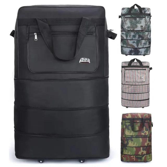30" Expandable Rolling Duffle Bag Wheeled Travel Luggage Folded Spinner Suitcase