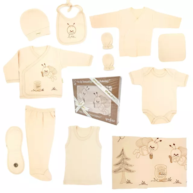 Set regalo neonato set abbigliamento naturale primo equipaggiamento 11 pezzi