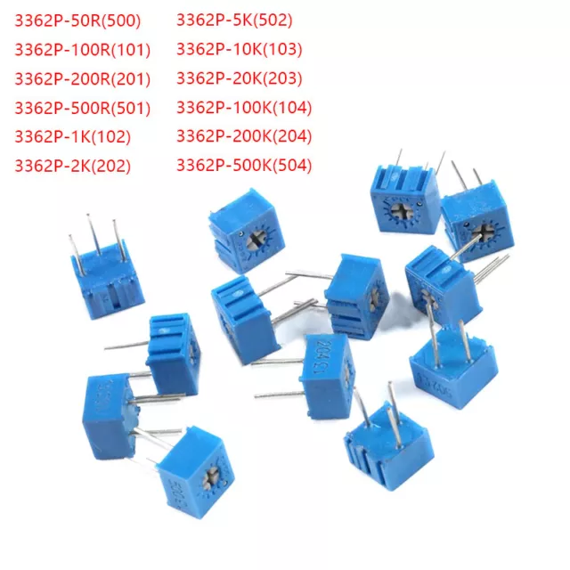 3362P Single Turn Horizontal Trim Pot Cermet Trimmer Potentiometer 50R to 500K