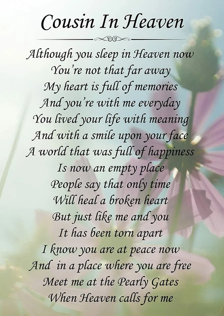 COUSIN IN HEAVEN Memorial Graveside Funeral Poem Card & Stake F151 EUR