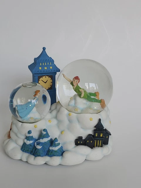 Disney Enesco  PETER PAN & WENDY Musical Double Snow Water Globe  "You Can Fly"