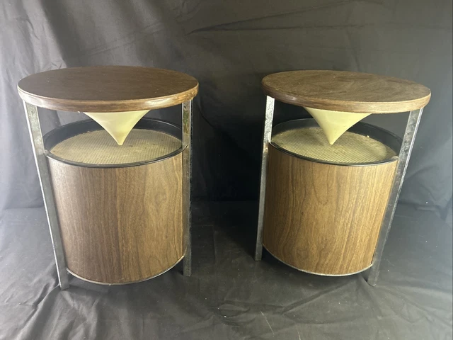 VINTAGE PAIR - Zenith Circle of Sound Speakers - Wood Grain