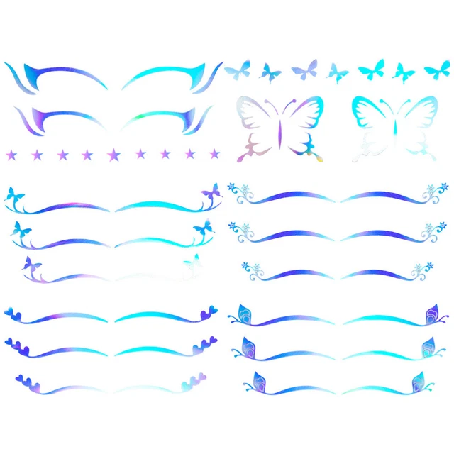 6 Sheets Trucco Del Corpo Eyeliner Adesivi Glitterati Applique