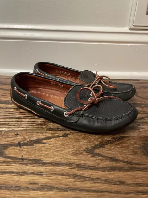 Women’s Polo Ralph Lauren Leather Moccasin Loafer 8.5 B Black Shoe Slide USA