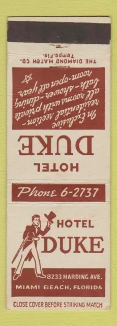 Matchbook Cover - Hotel Duke Miami Beach FL