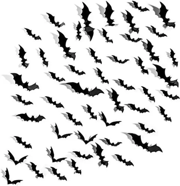 80 Pcs Halloween Bats Decorations,3 Styles 3D Removable Wall Sticker with 4 Size