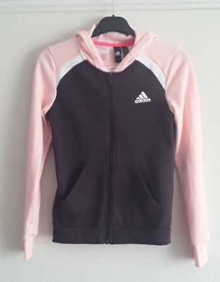 Adidas zip up hoodie/track suit jacket, brown/peach, aged 11-12 years