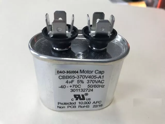 DAO-3GJ004 4 MFD / uF  370 VAC Oval Run Capacitor CBB65-370V405A1  SHIPS TODAY!