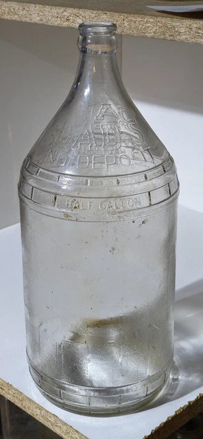 Vintage Dad's Root Beer Embossed No Deposit Half Gallon Clear Bottle Without Lid