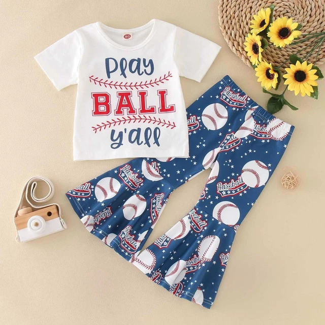 Blanket And Headband Set Toddler Girls Short Sleeve Baseball Printed T Shirt
