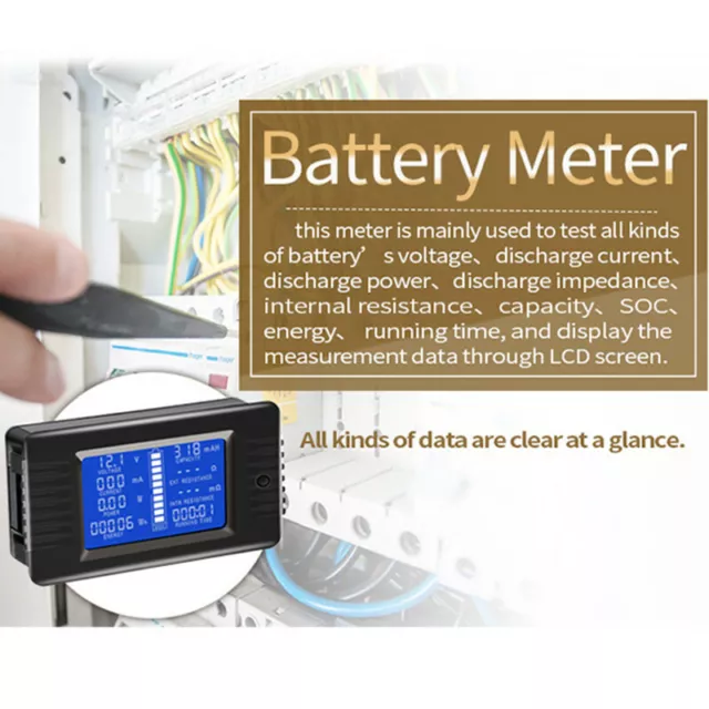 9 in 1 Multi Meter Battery Monitor Power Energy Impedance Resistance Voltmeter