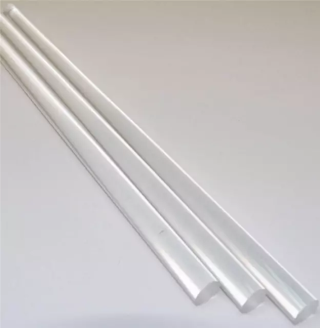 3 Pc Clear Acrylic Plexiglass Extruded Rod 1/2" Diameter x 24" (2ft) Length