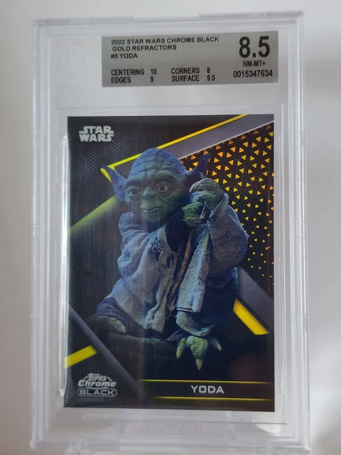 *BGS 8.5* Topps Star Wars Chrome Black *GOLD REFRACTOR #/50* YODA