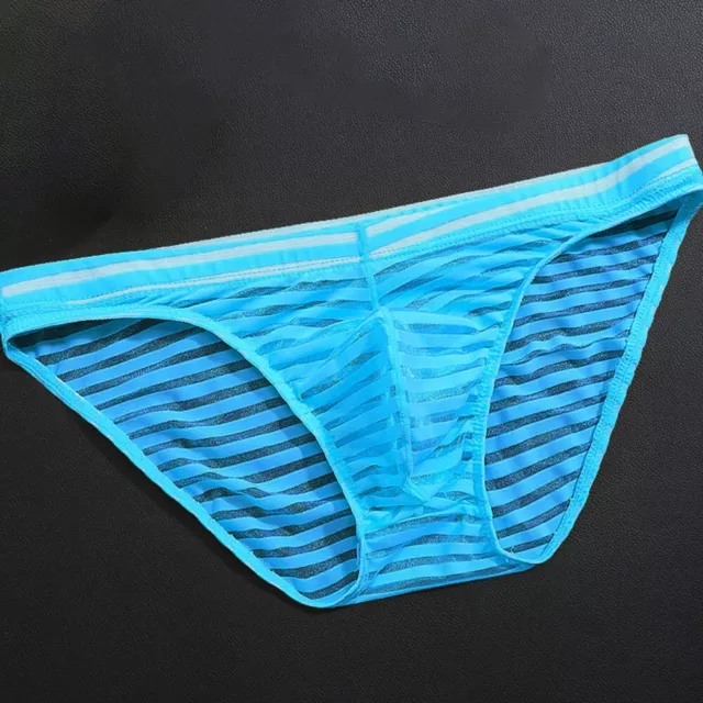 Slip boxer transparent mince pour hommes culotte culotte en nylon bleu clair