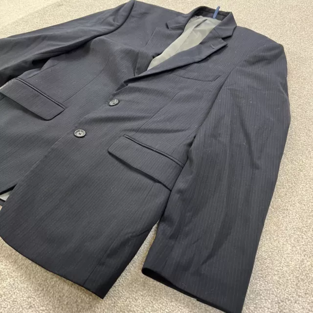 Burton Herren Blazer Jacke blau 36 S einzelne Brust intelligent formelle Nadelstreifen Tasche 3