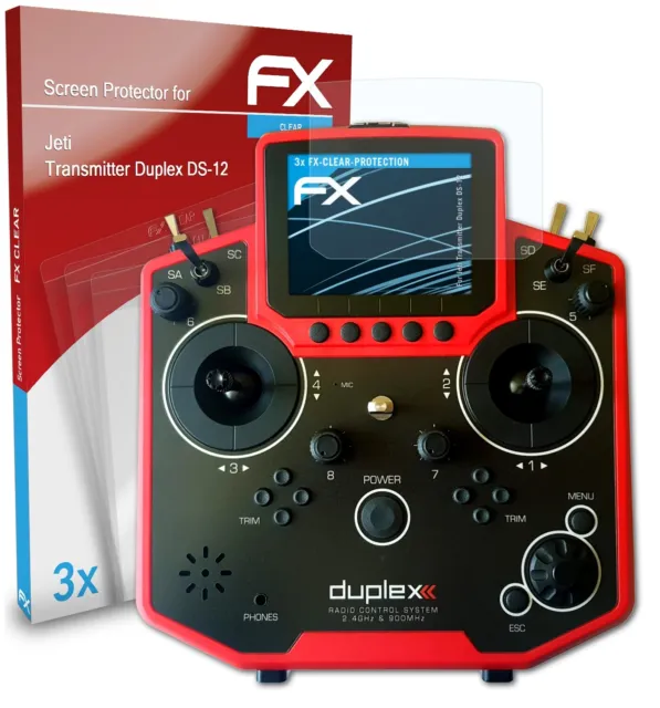 atFoliX 3x Protecteur d'écran pour Jeti Transmitter Duplex DS-12 clair
