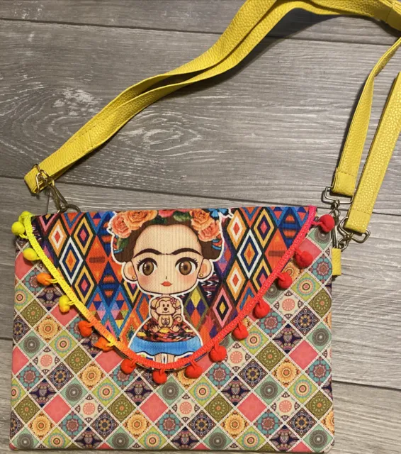 Artisan Frida Kahlo Colorful Crossbody/ Hand Bag