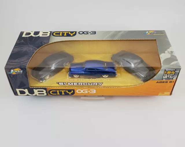 2004 Jada Toys Dub City 1951 Mercury 1:64 3 Car Box Set OG-3 Raw, Blue & Grey