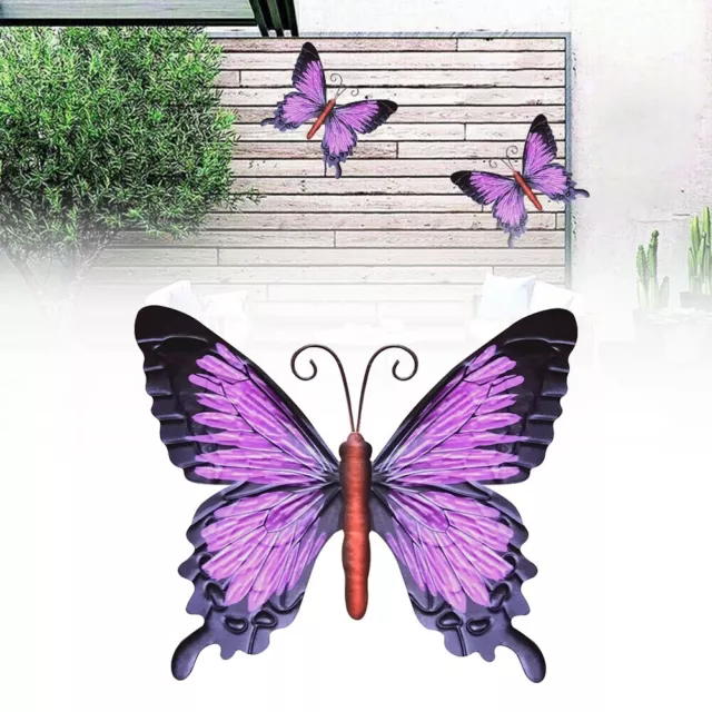 Large Outdoor Metal Butterfly Wall Art with a Hand Painted Purple Finish 3