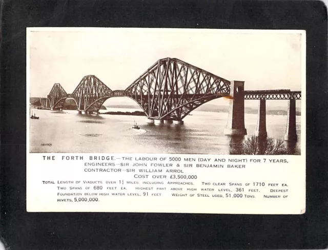D4942 UK Forth Bridge with Details vintage postcard