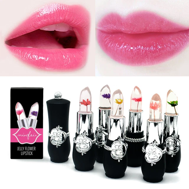 Bellezza rossetto gelatina cristallo fiore brillante temperatura labbro e guance tinta