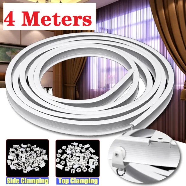 4M Flexible Side Ceiling Curtain Track Bendable Window Rod Rail Straight Curve