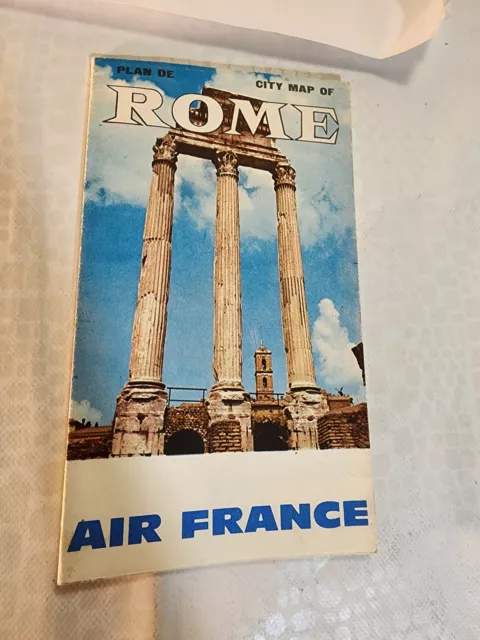 Plan AIR FRANCE ROME Roma Italie très rare 1960 édition française carte de ville