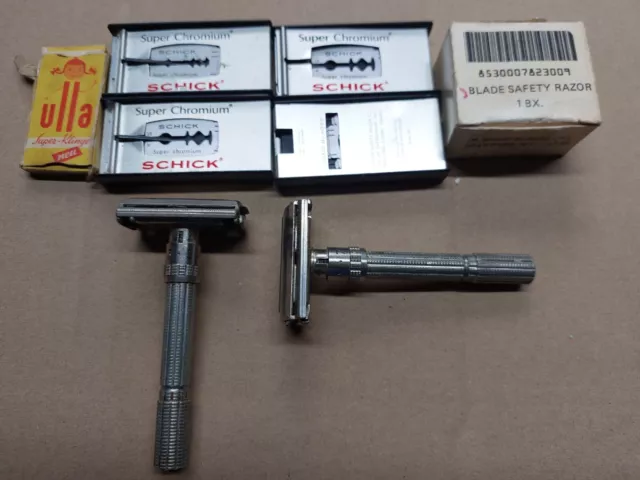 2 Gillette Rasierhobel USA  60er Vintage mit vielen Schick Klingen