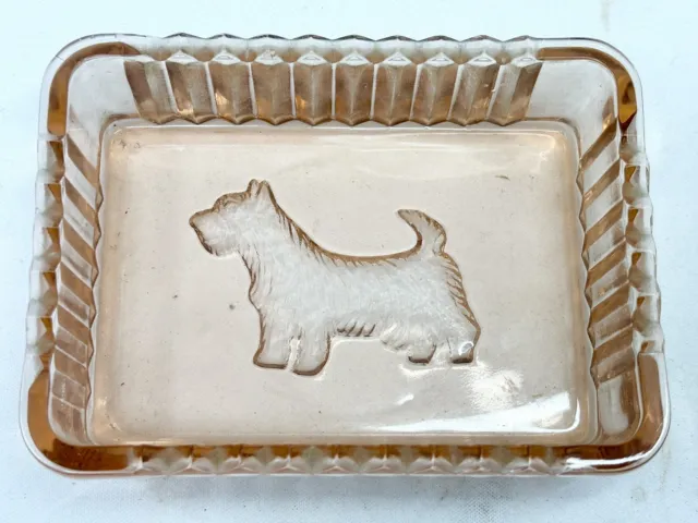 Scottish terrier Pink 50s Depression Glass Scottie Dog Vanity Dish Soap Trinket