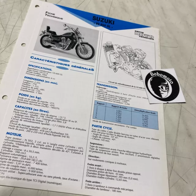 Suzuki VS600GL Intruder 600 1995 VN51A Scheda Tecnica Motocicletta Prop VS600 Gl