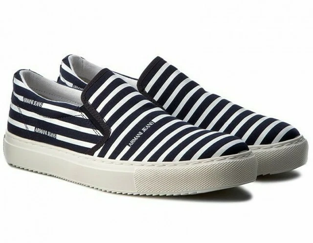 SCARPE UOMO ARMANI jeans AJ misura 43 mocassini righe blu nuove