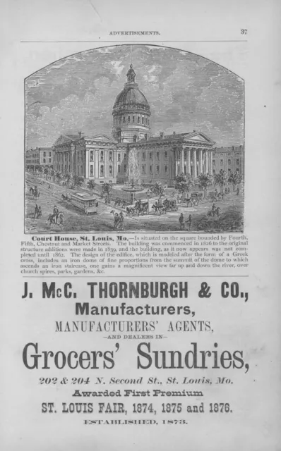 Court House - J. McC. Thornburgh & Co., Grocers' Sundries - St. Louis, Mo. -1877