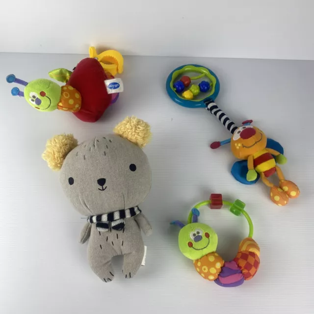 Baby Activity Toy Lot Playgro Bug Caterpillar Koala Plush Rattle Clip On Pram