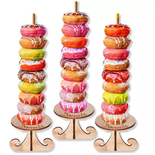 Holz Donut Display Stand Rack DIY Wand Donut Dessert Rack Geburtstag Dekor