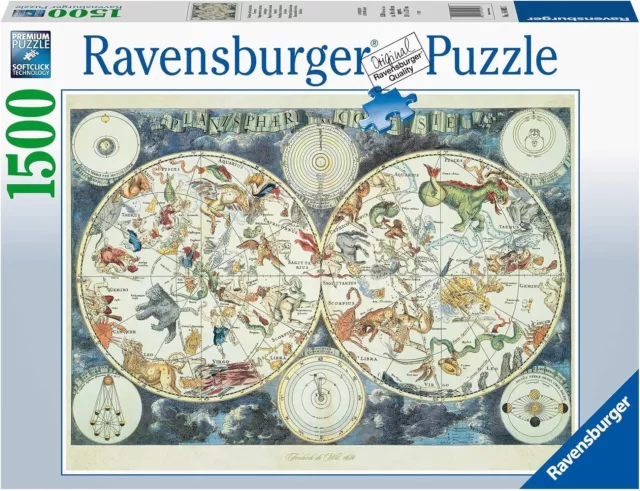 Puzzle 1500 pezzi Mappa Del Mondo Di Animali Fantastici Ravensburger 33545