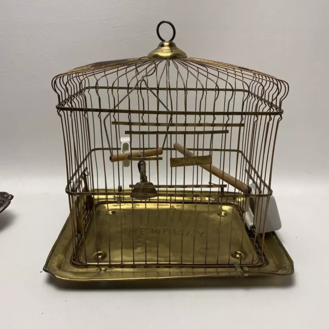 ANTIQUE VICTORIAN HENDRYX Art Deco Brass Hanging Canary Bird Cage Made USA  £90.00 - PicClick UK