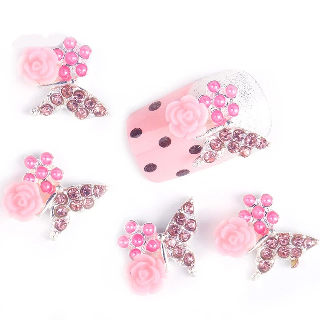 Nail Art Overlay Stein - 2x Schmetterling 3D Einleger Strass Kristall Charm #N5