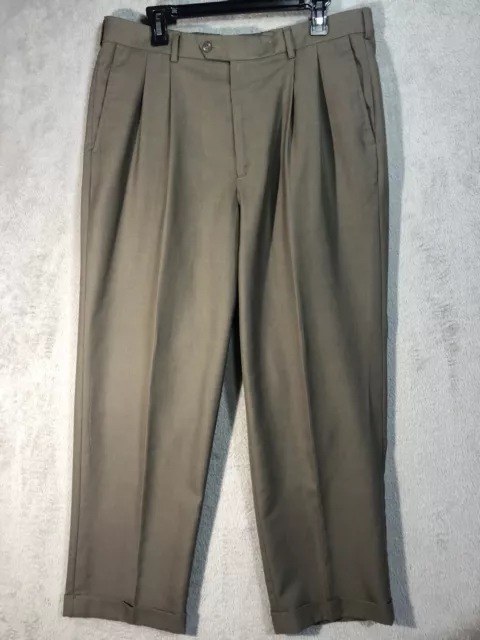 PERRY ELLIS MENS 36 x 30 Gray Pleated Cuffed Dress Pants $13.88 - PicClick