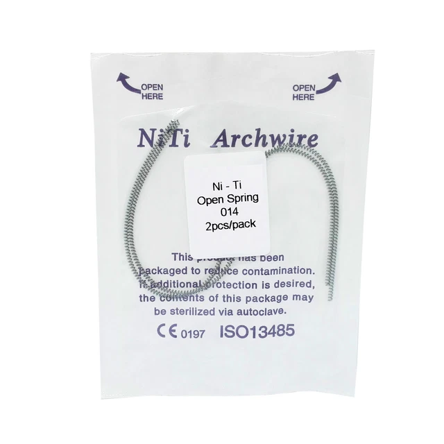 2 Pcs/Pack Dental Orthodontic NITI Alloy Open Coil Spring Arch Wires 0.014*180mm