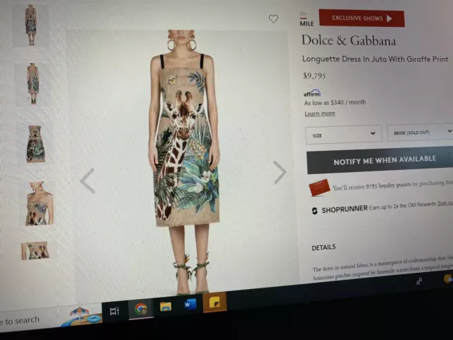 DOLCE GABBANA RUNWAY GIRAFFE JUNGLE PRINT 3D JUTE Longuette CORSET DRESS SZ38