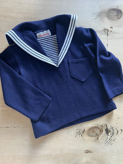 Maglione vintage marinaio navy bambino età superiore 2 maglieria Windsor Made in England