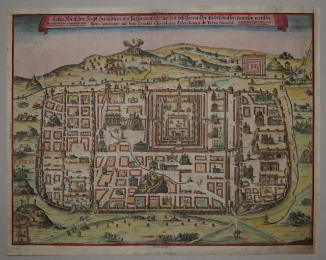 Erster Abriss der Stadt Jerusalem - August Fleischmann 1708 - Rare Original 2