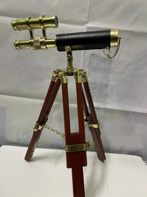 Trípode de madera de latón mini telescopio de doble cañón de 09'' con...