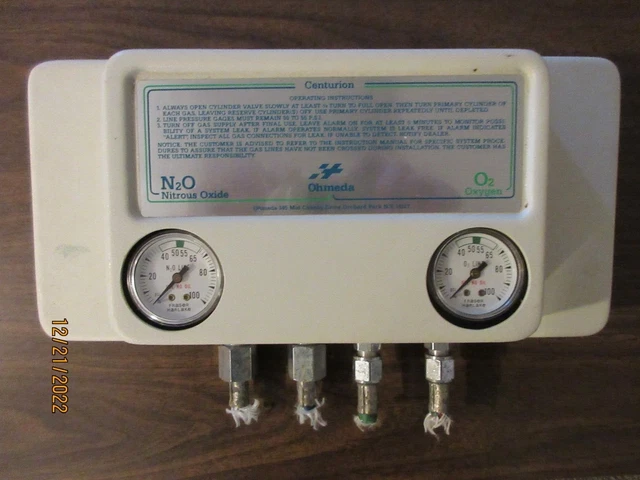 Ohmeda Nitrous Oxygen Manifold Dental Gas Machine System