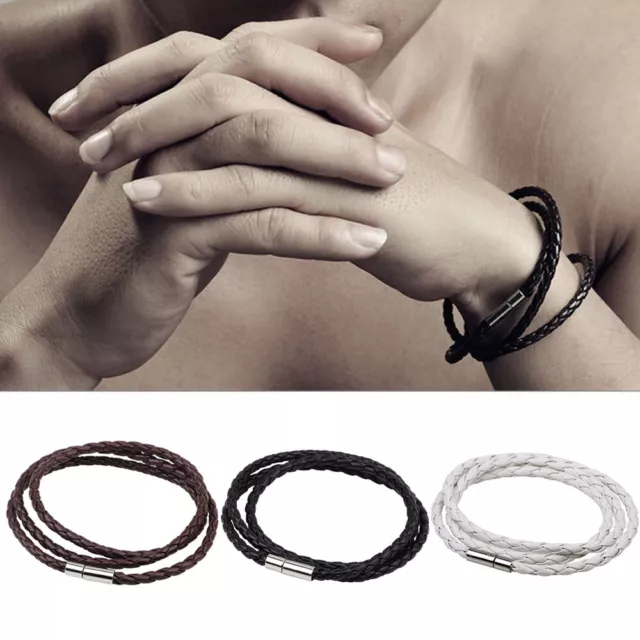 Herren-Armband Aus Mehrschichtigem Leder Geflochten Punk-Schmuck Punk- ▽