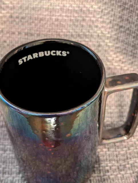 Starbucks 2020 Black Purple Oil Slick Iridescent Ceramic Coffee Tea Mug 12oz  3