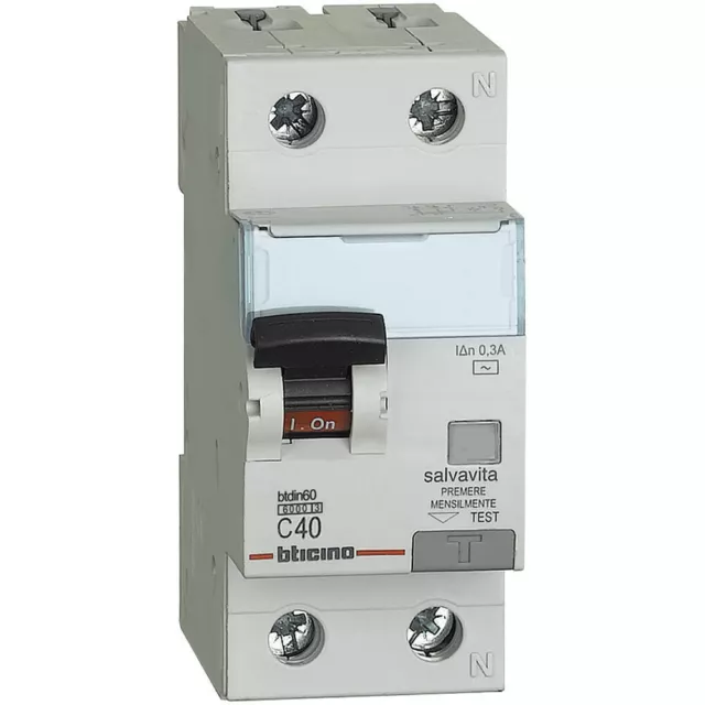 BTicino GN8814AC40 Interrupteur Magnétothermique Différentiel BTDIN60 1P+N Type