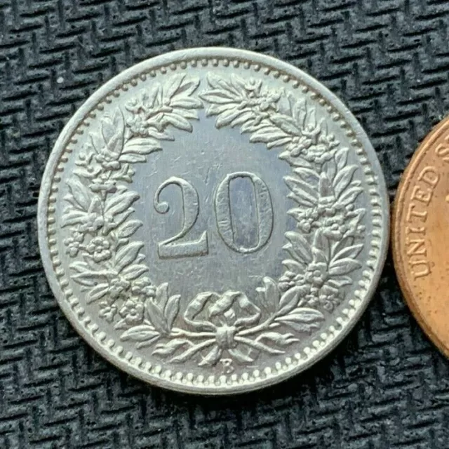 1967 Switzerland 20 Rappen Coin AU UNC  High Grade World Coin   #K1716